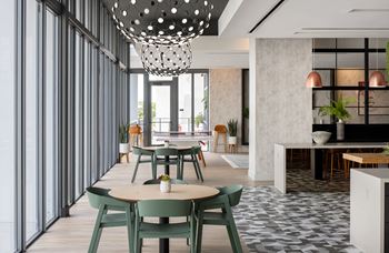 Social lounge with kitchen and media room